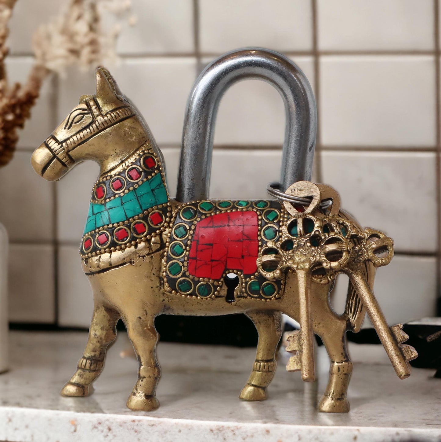 Horse Padlock With Two Keys by Satgurus