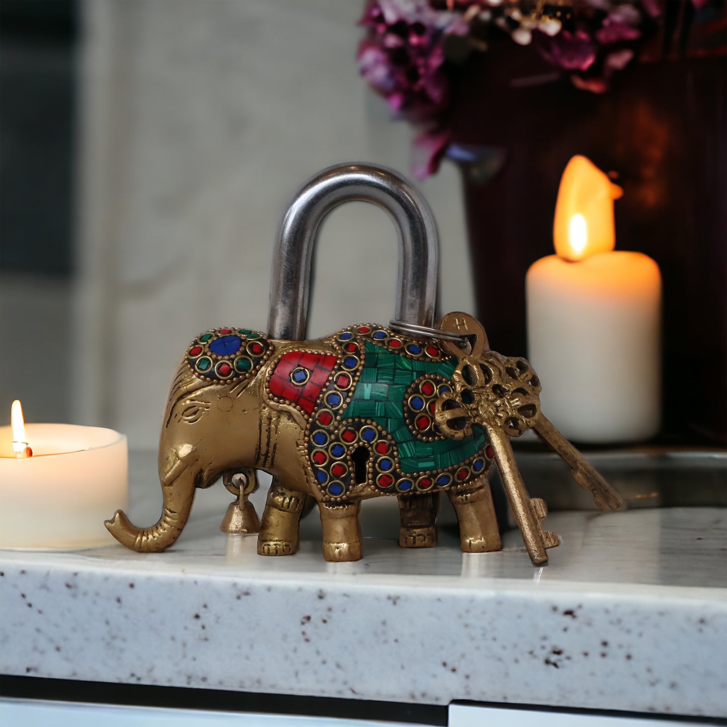 Elephant Padlock With Two Keys by Satgurus