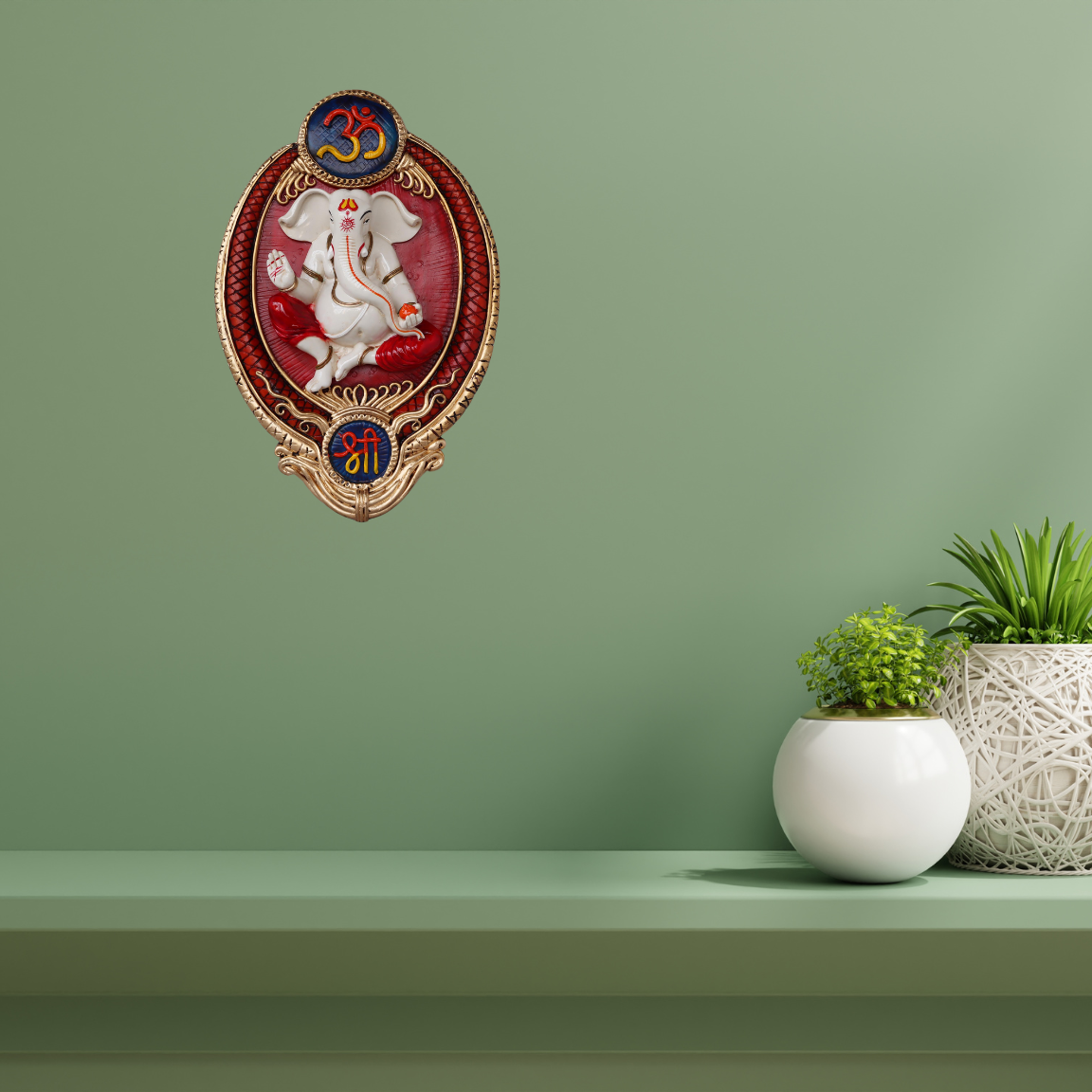 Ganesha On Oval Frame by Satgurus