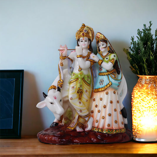 Radha Krishna With Cow Idol Pastel Series by Satgurus