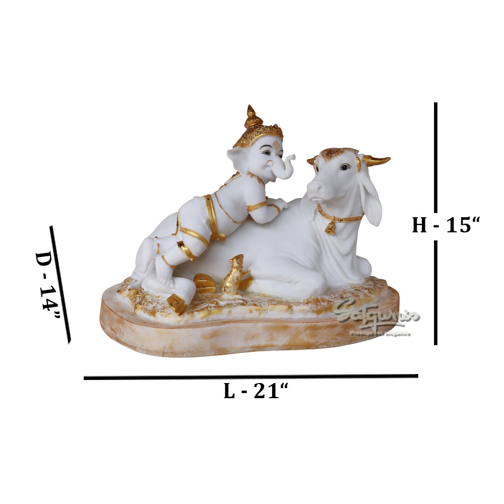 Baby Ganesha & Cow by Satgurus