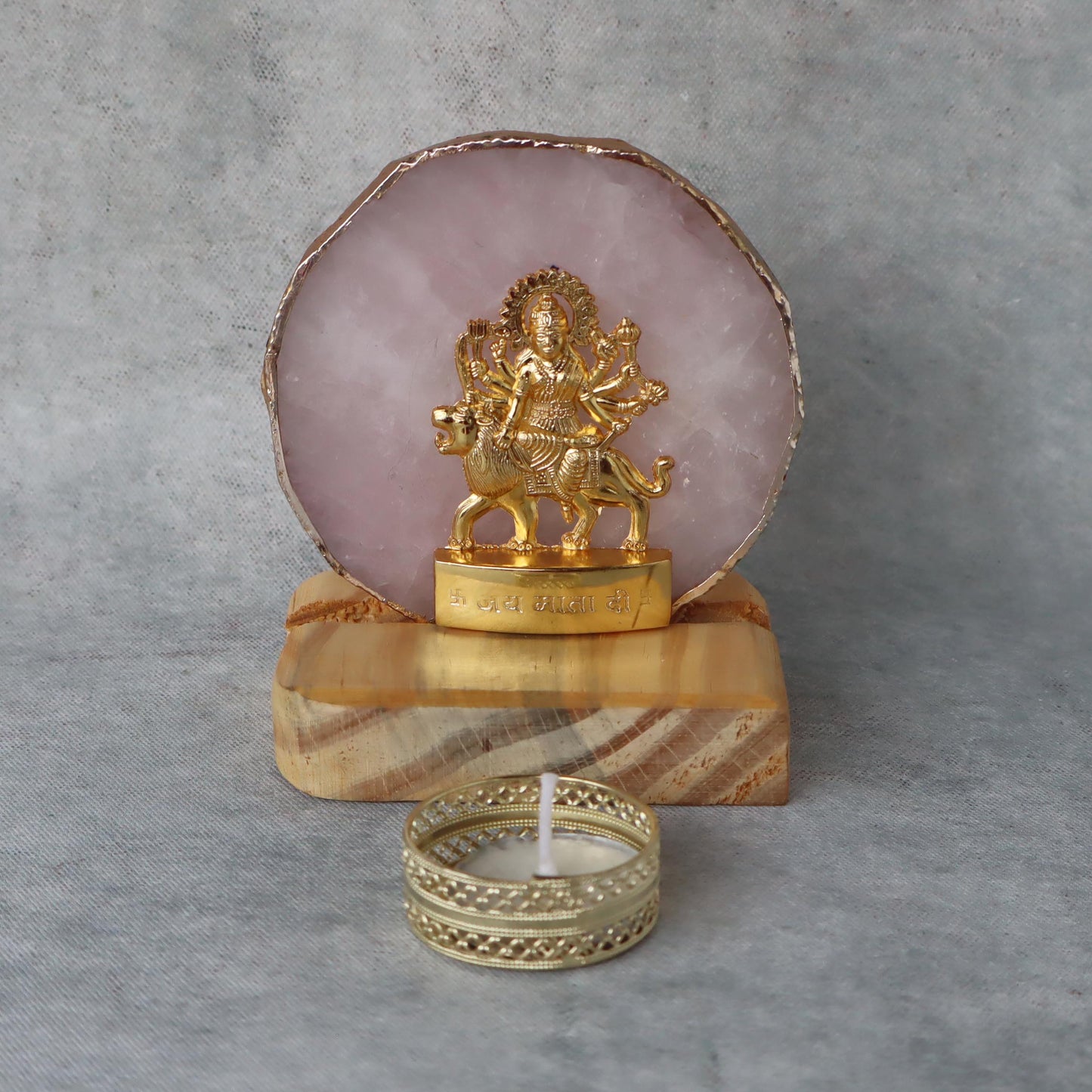 Durga Carving On Rose Quartz Stone by Satgurus