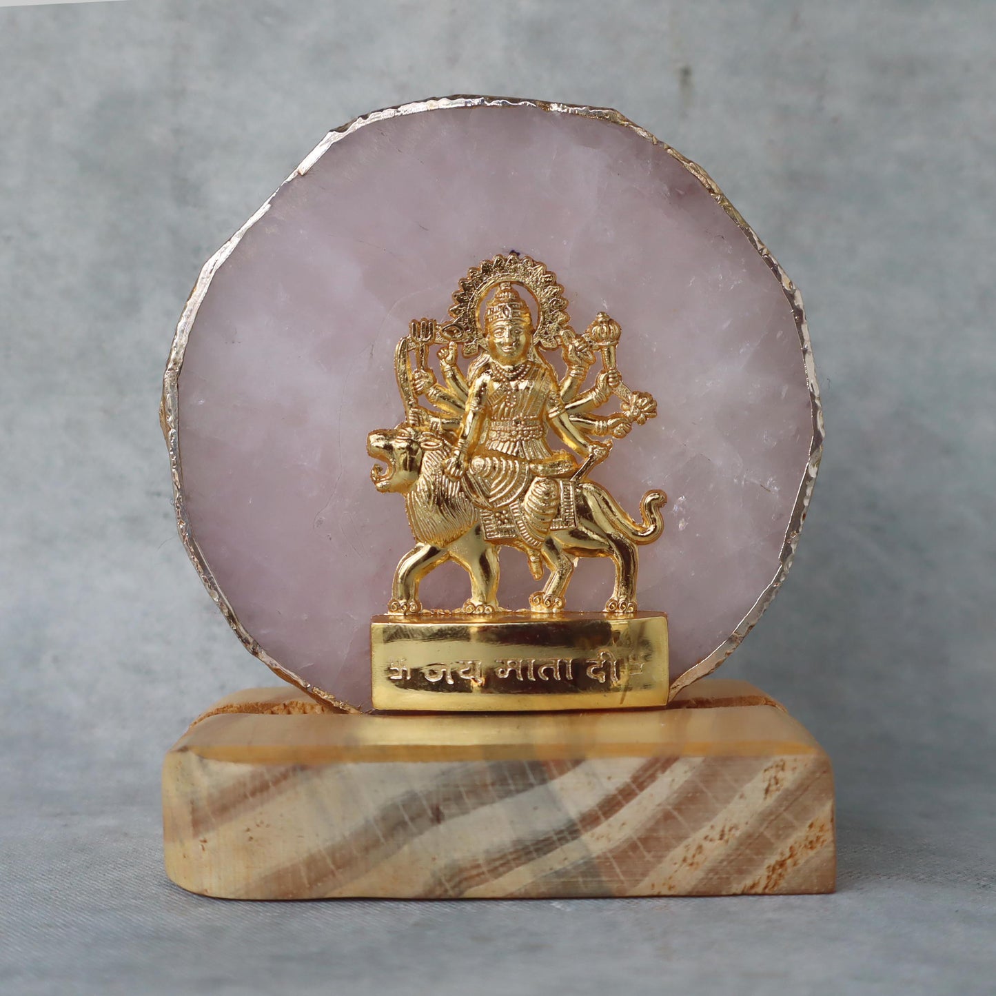 Durga Carving On Rose Quartz Stone by Satgurus