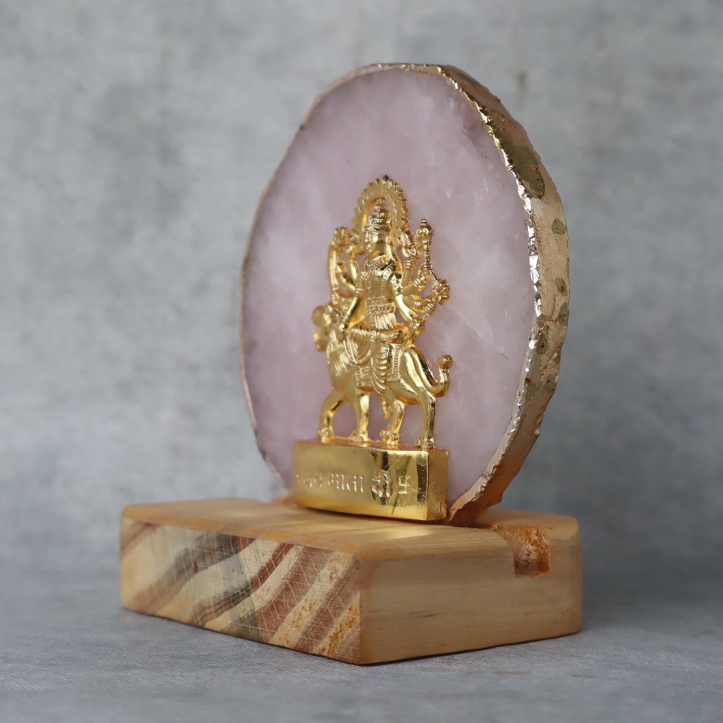 Durga Carving On Rose Quartz Stone by Satgurus