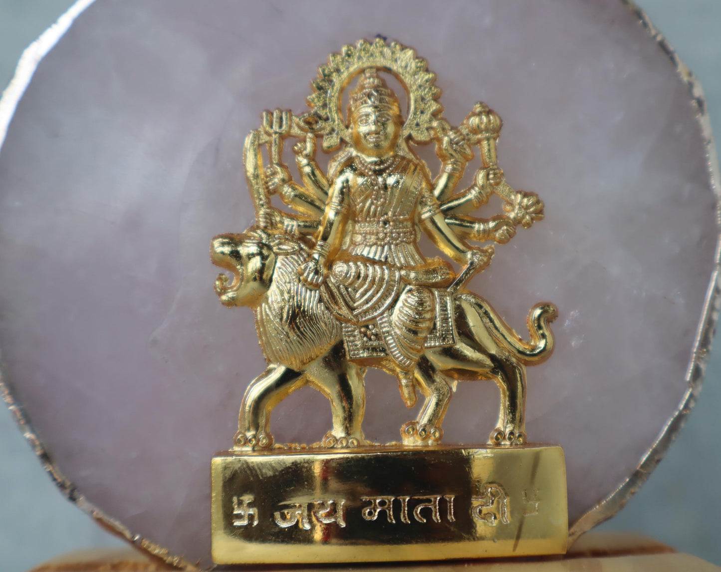 Durga Carving On Rose Quartz Stone by Satgurus