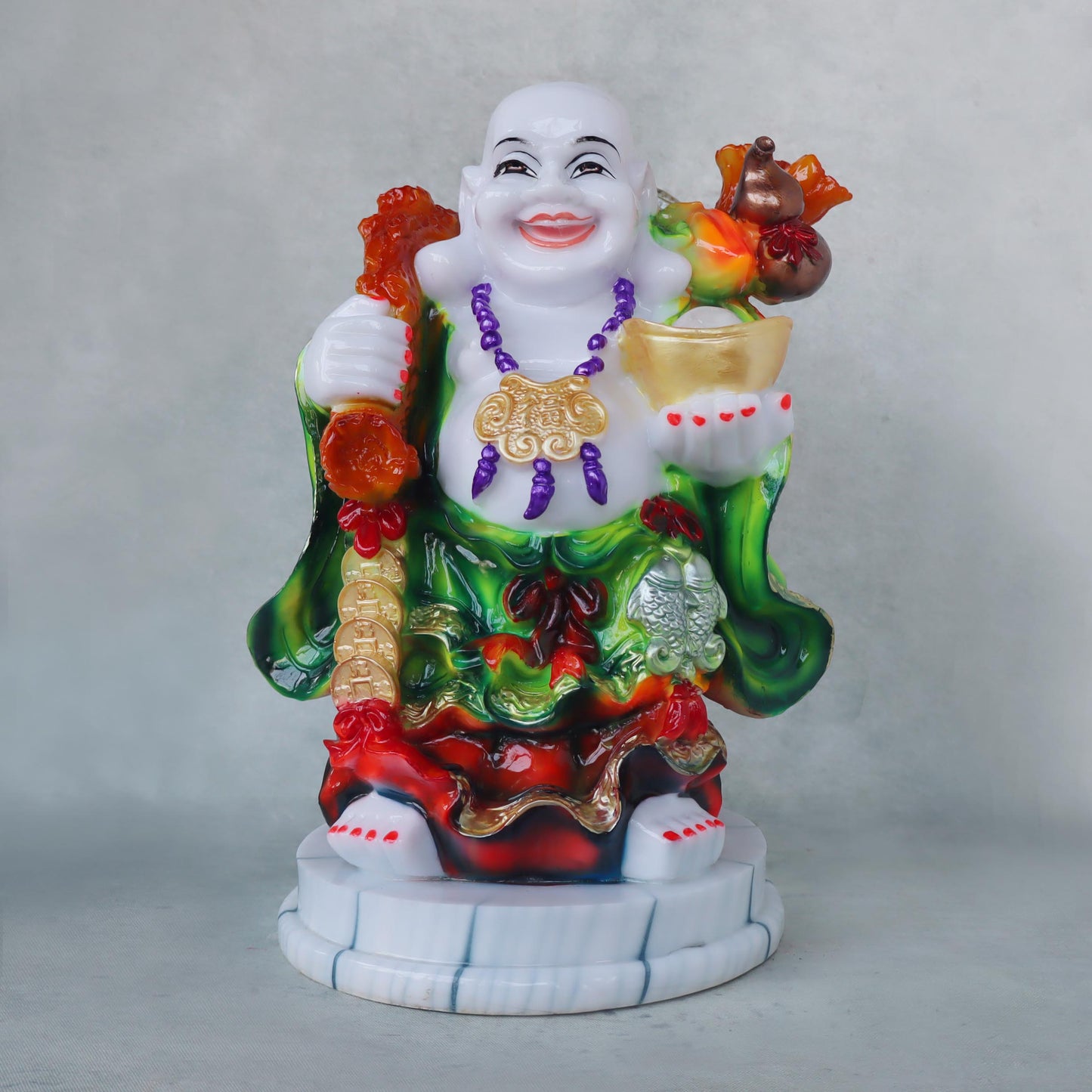 Laughing Buddha With Ingot / Green by Satgurus