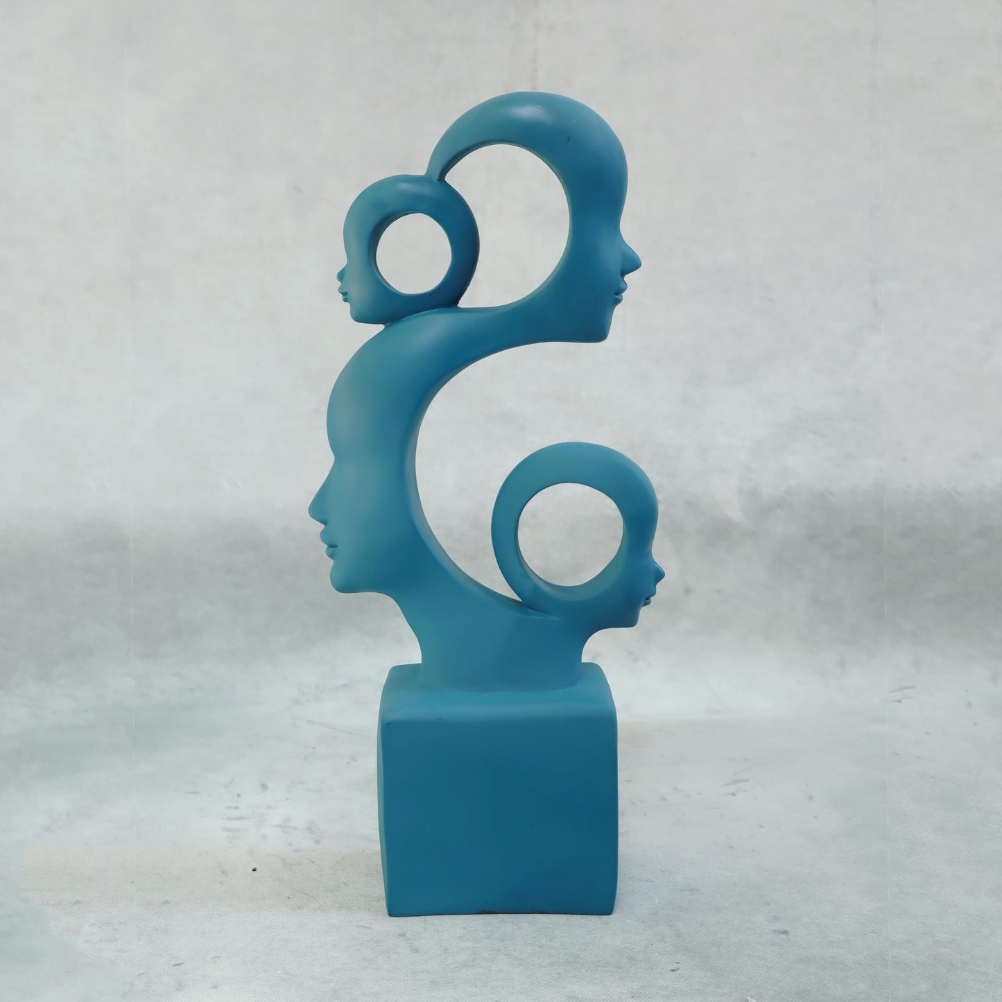 Family Cutwork Faces Sculpture / Blue by Satgurus