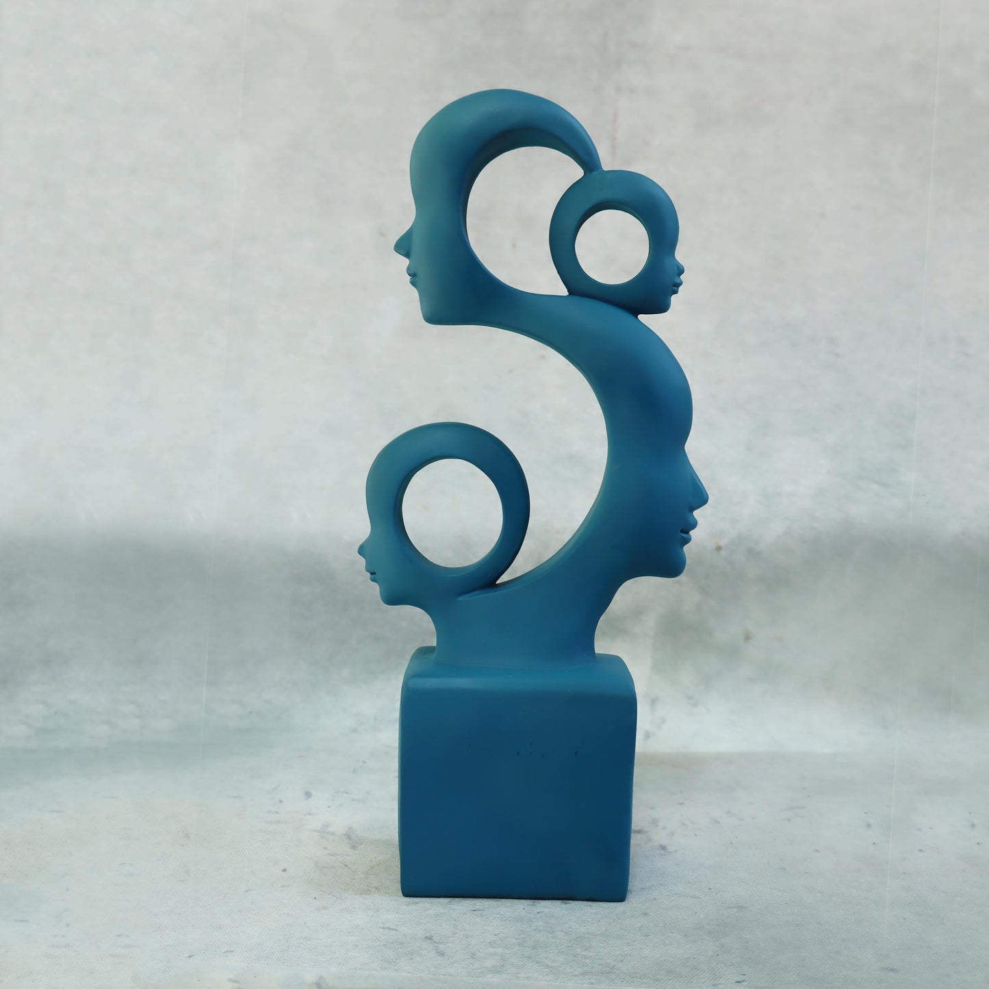 Family Cutwork Faces Sculpture / Blue by Satgurus