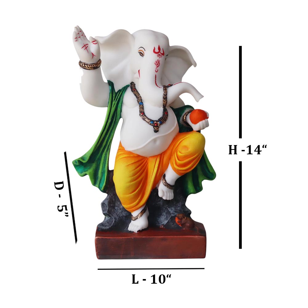 Dancing Ganesh White & Orange by Satgurus