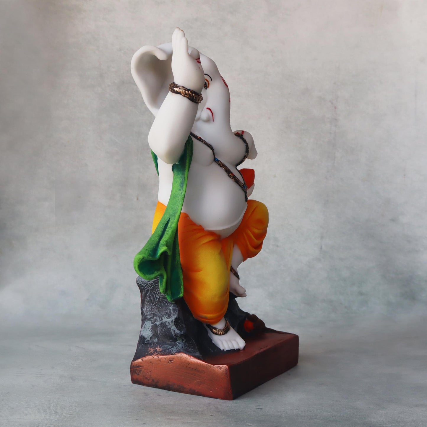 Dancing Ganesh White & Orange by Satgurus
