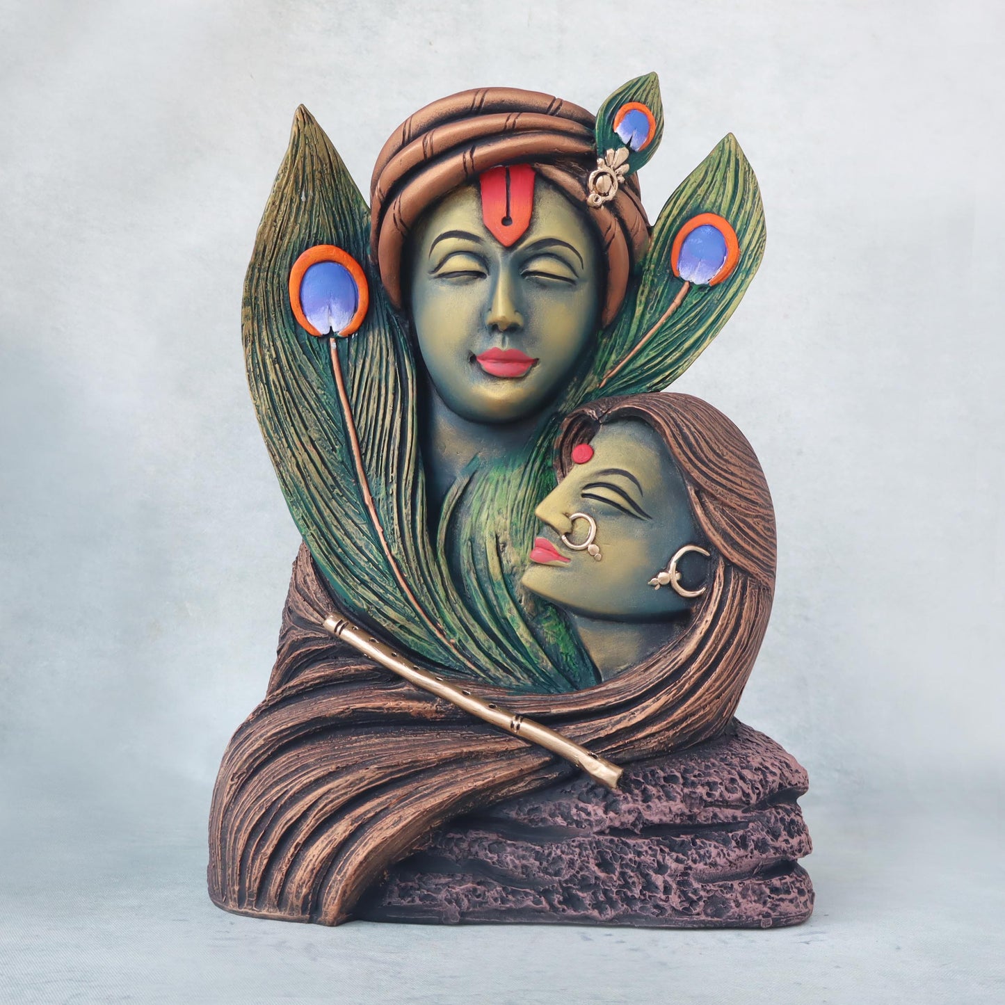 Radha Krishna In Feather / Antique Gold by Satgurus