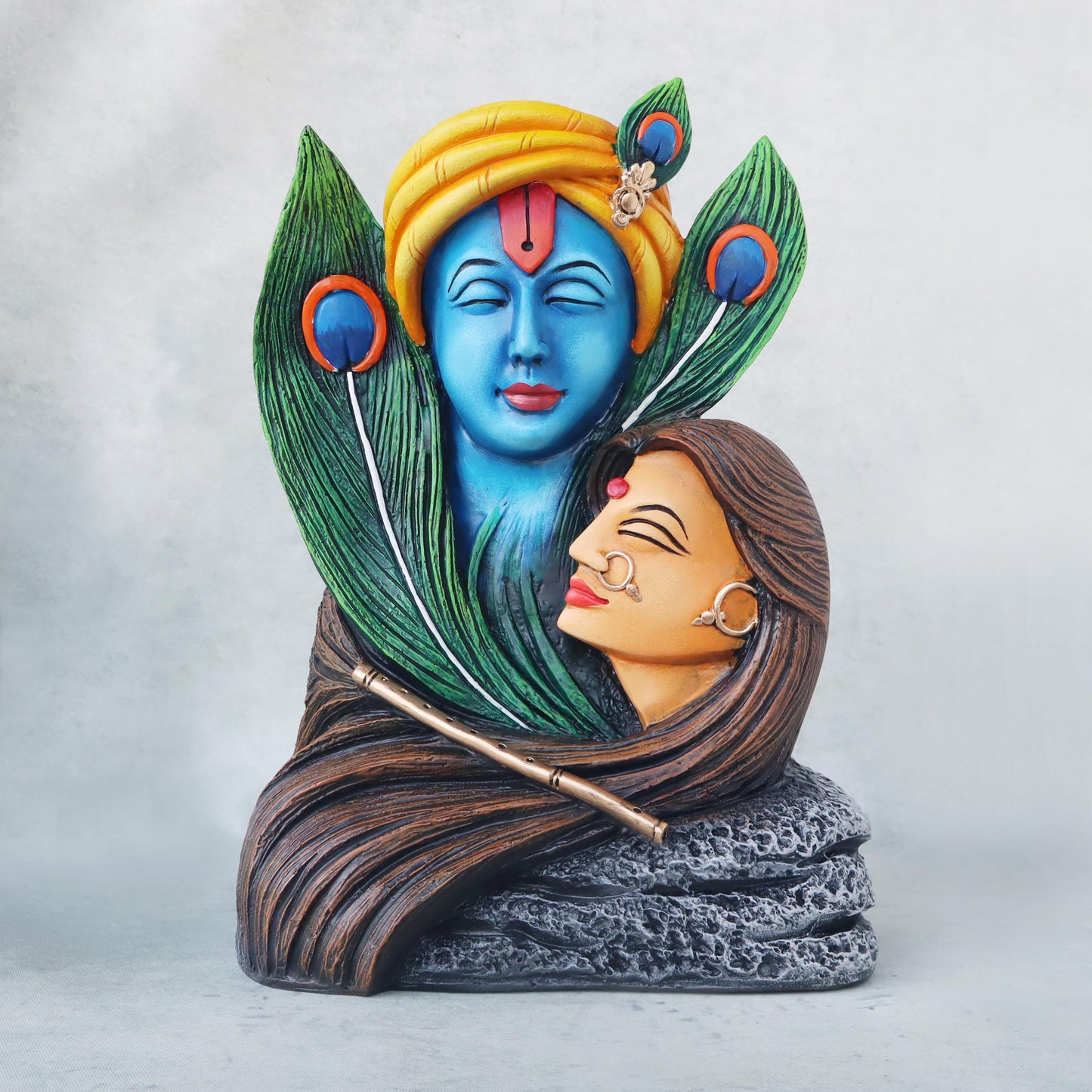 Radha Krishna In Feather / Blue by Satgurus