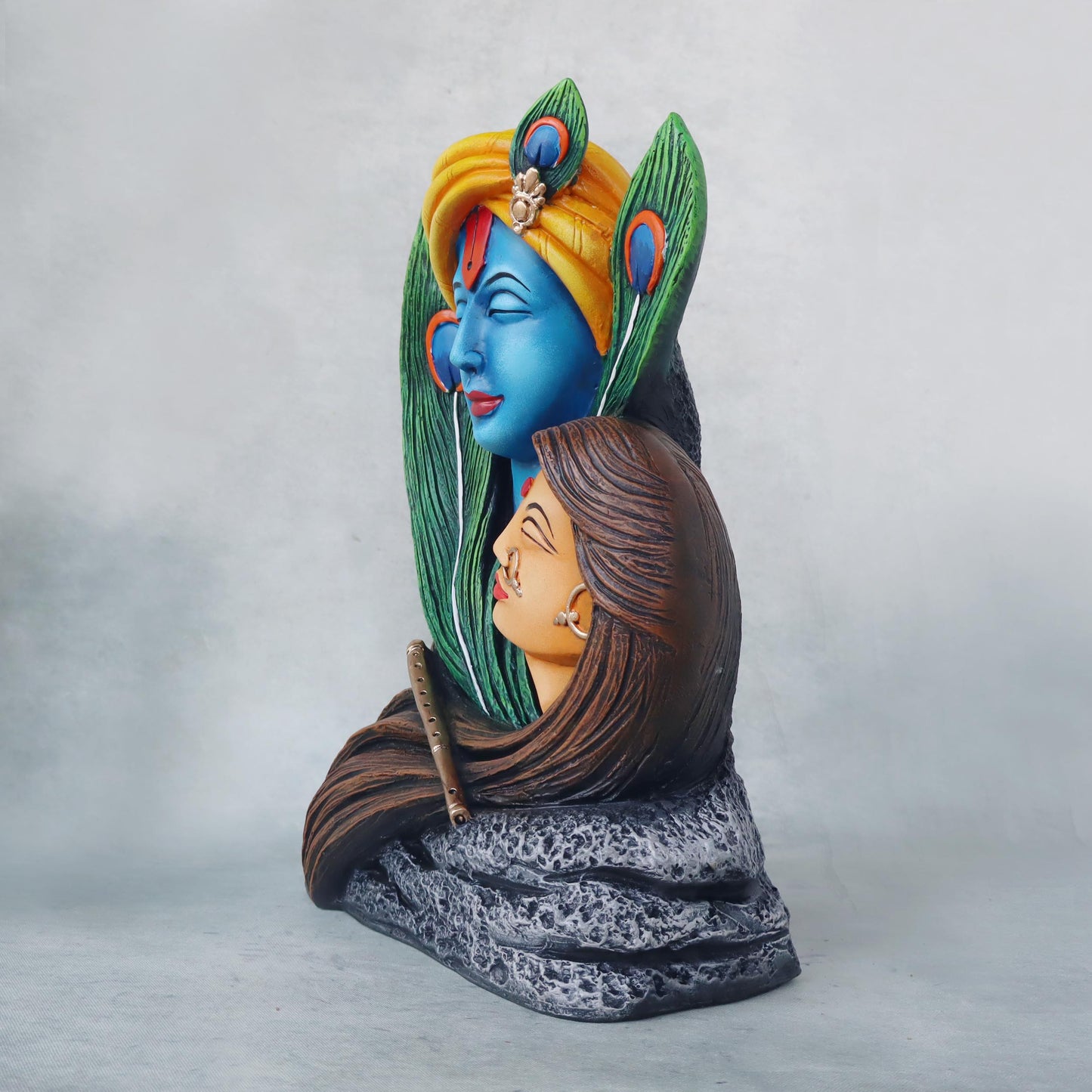 Radha Krishna In Feather / Blue by Satgurus