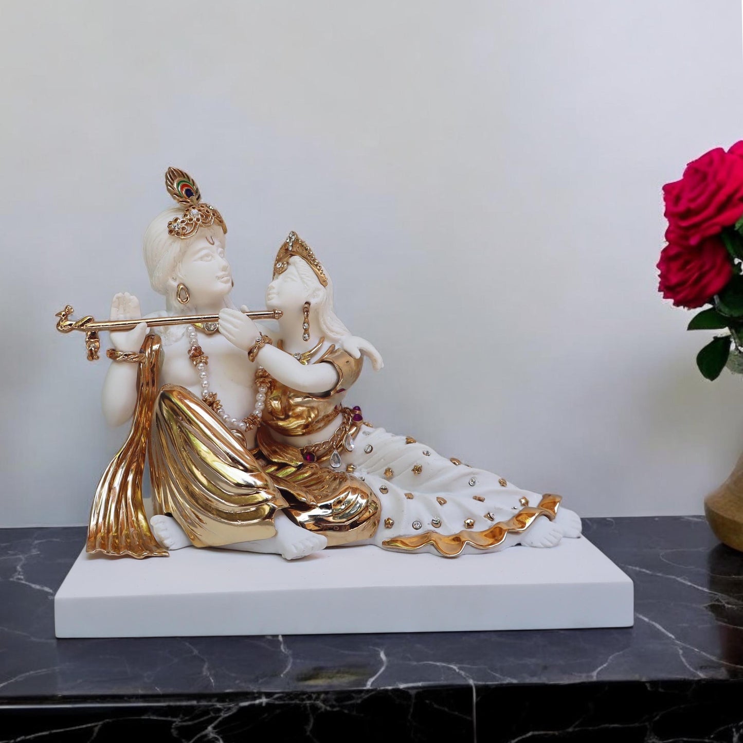 Radha Krishna Seated Idol by Satgurus