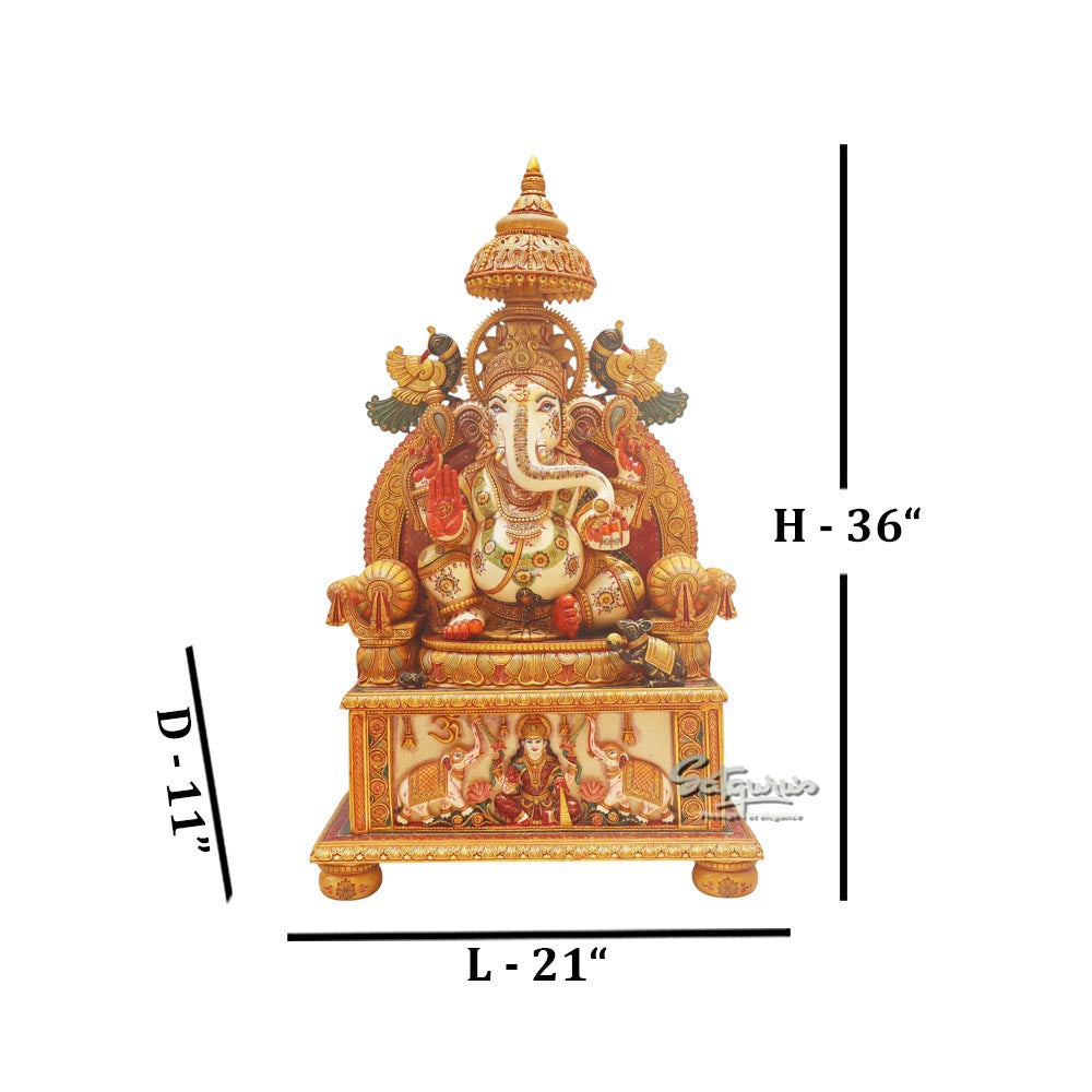 Ganesha Idol On Singhasan With Umbrella by Satgurus