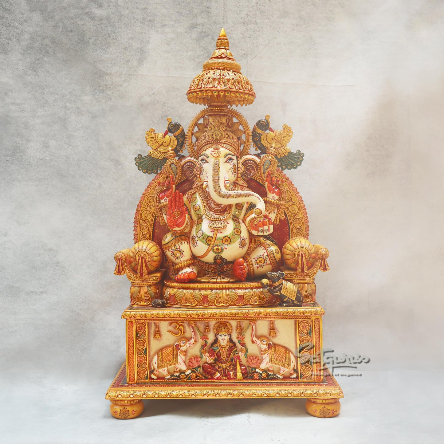 Ganesha Idol On Singhasan With Umbrella by Satgurus
