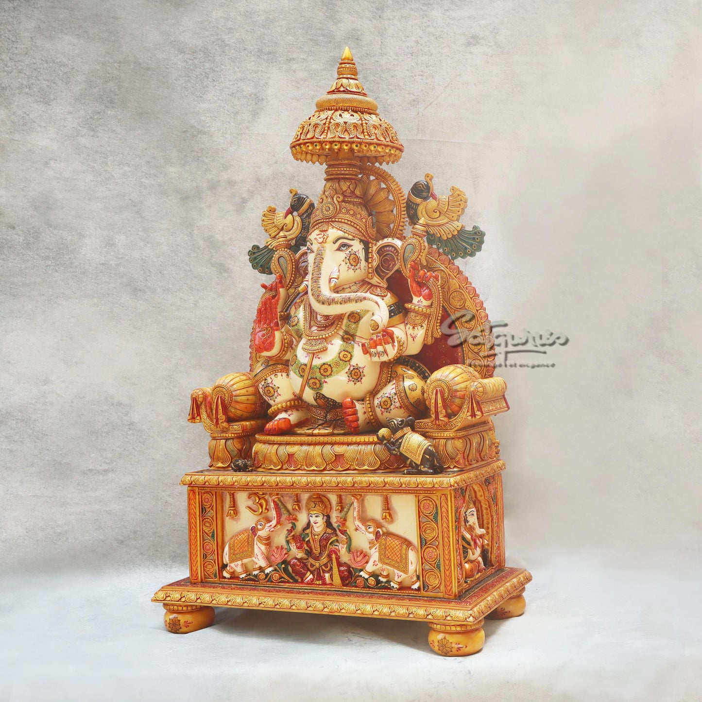 Ganesha Idol On Singhasan With Umbrella by Satgurus