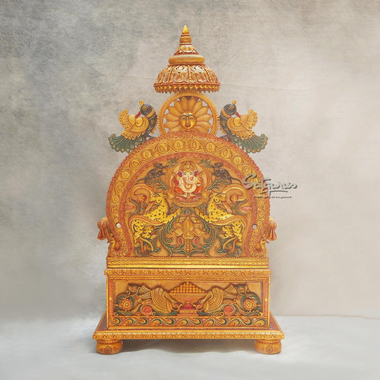 Ganesha Idol On Singhasan With Umbrella by Satgurus