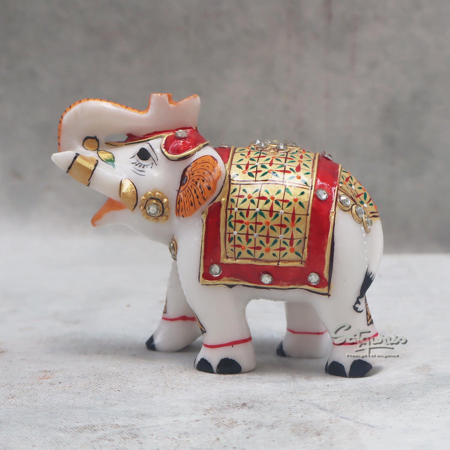 Painted Elephant Trunk Up by Satgurus