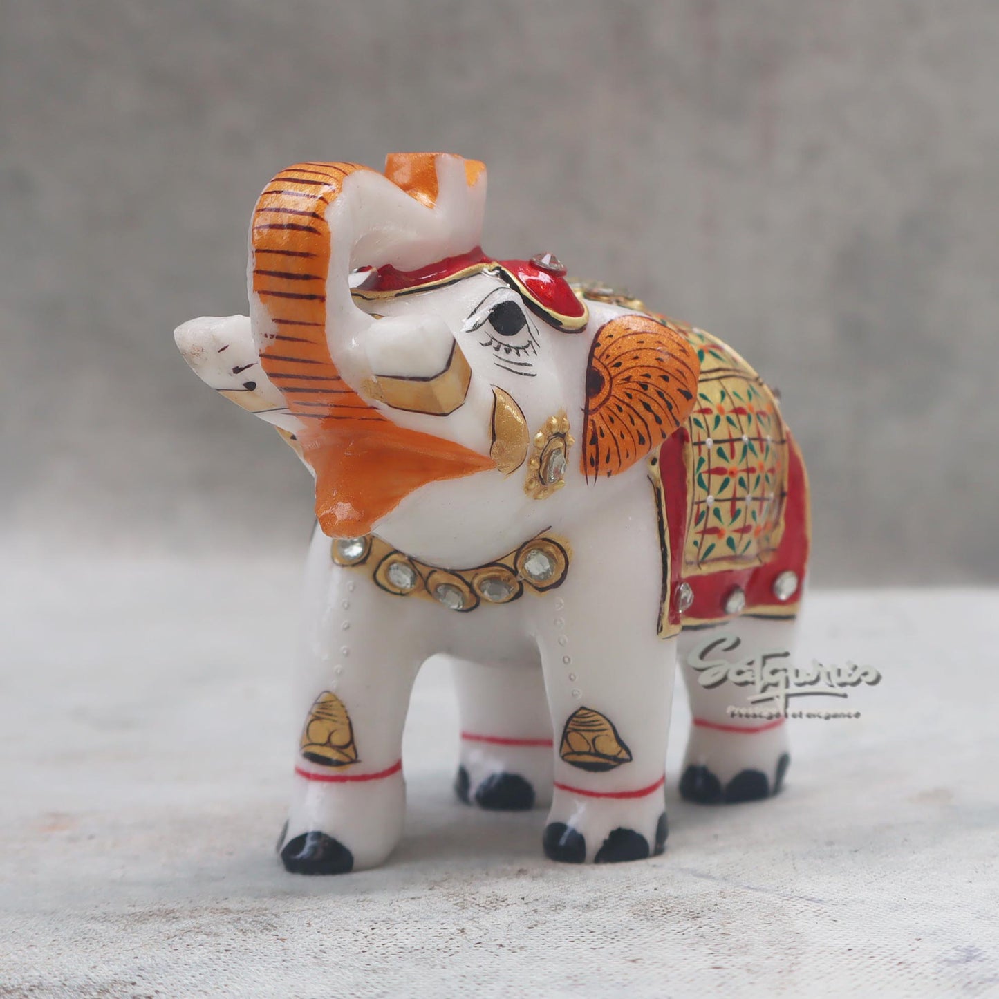 Painted Elephant Trunk Up by Satgurus