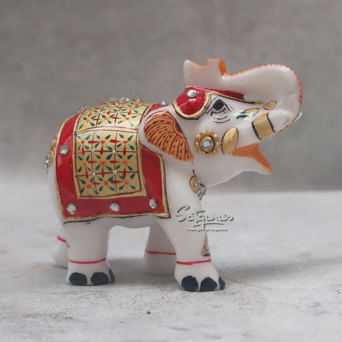 Painted Elephant Trunk Up by Satgurus