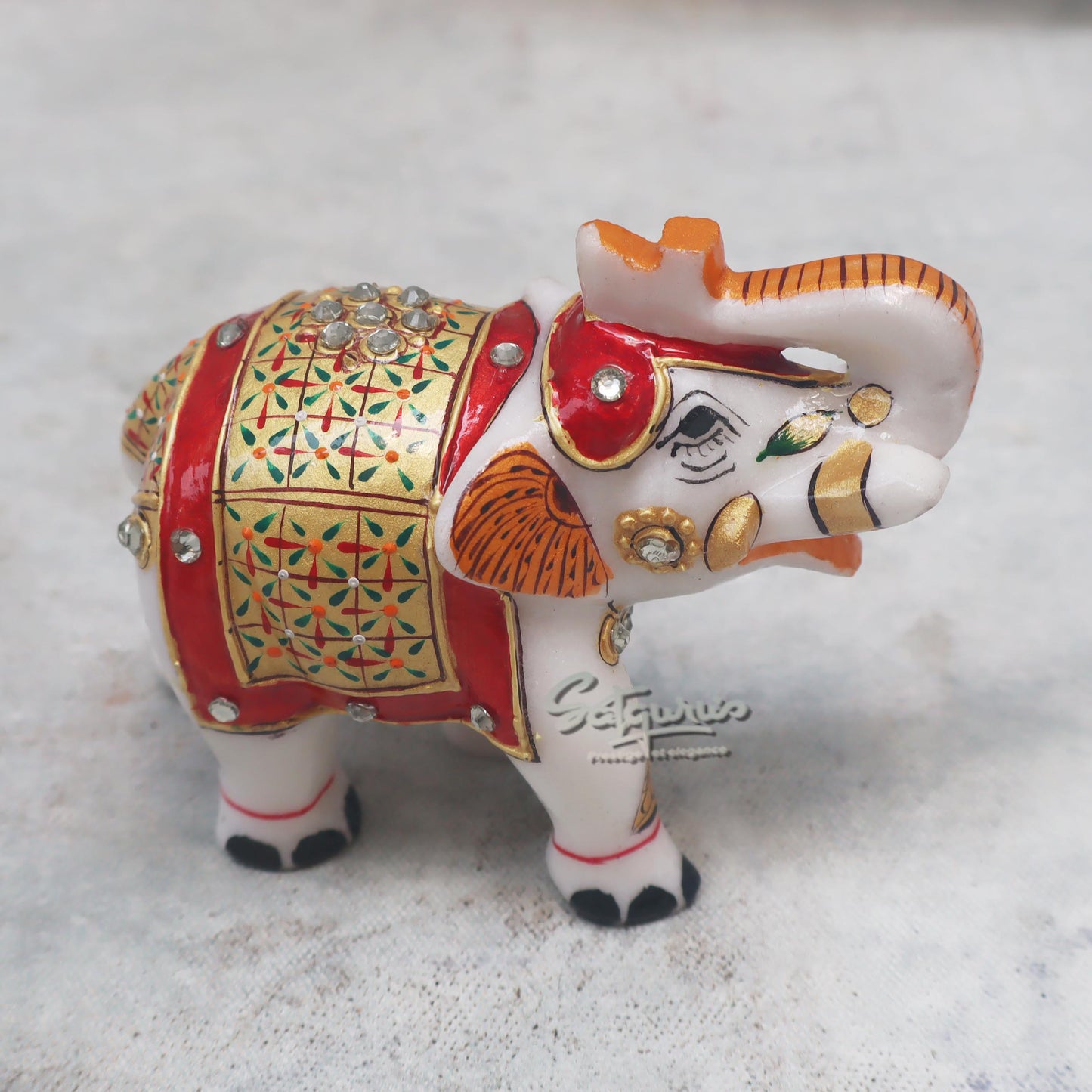 Painted Elephant Trunk Up by Satgurus