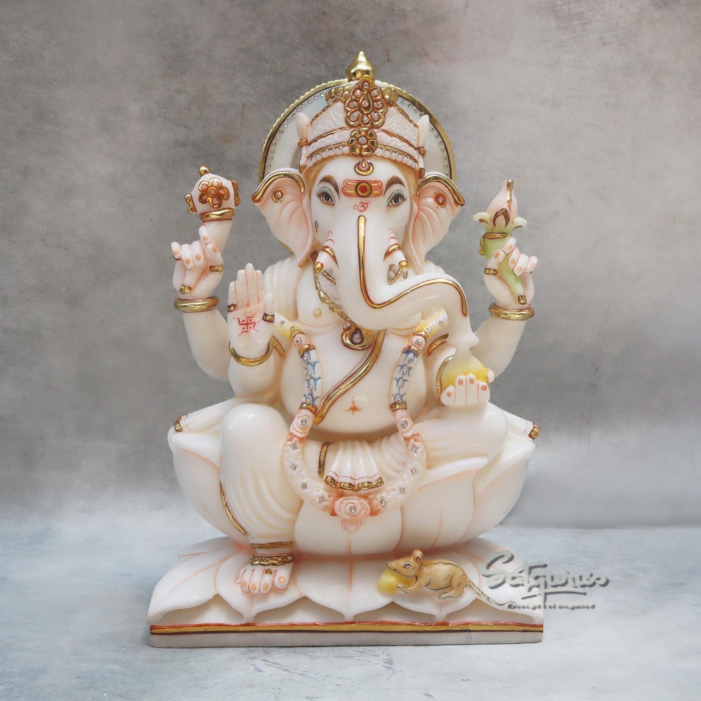 Lotus Ganesha With Garland by Satgurus