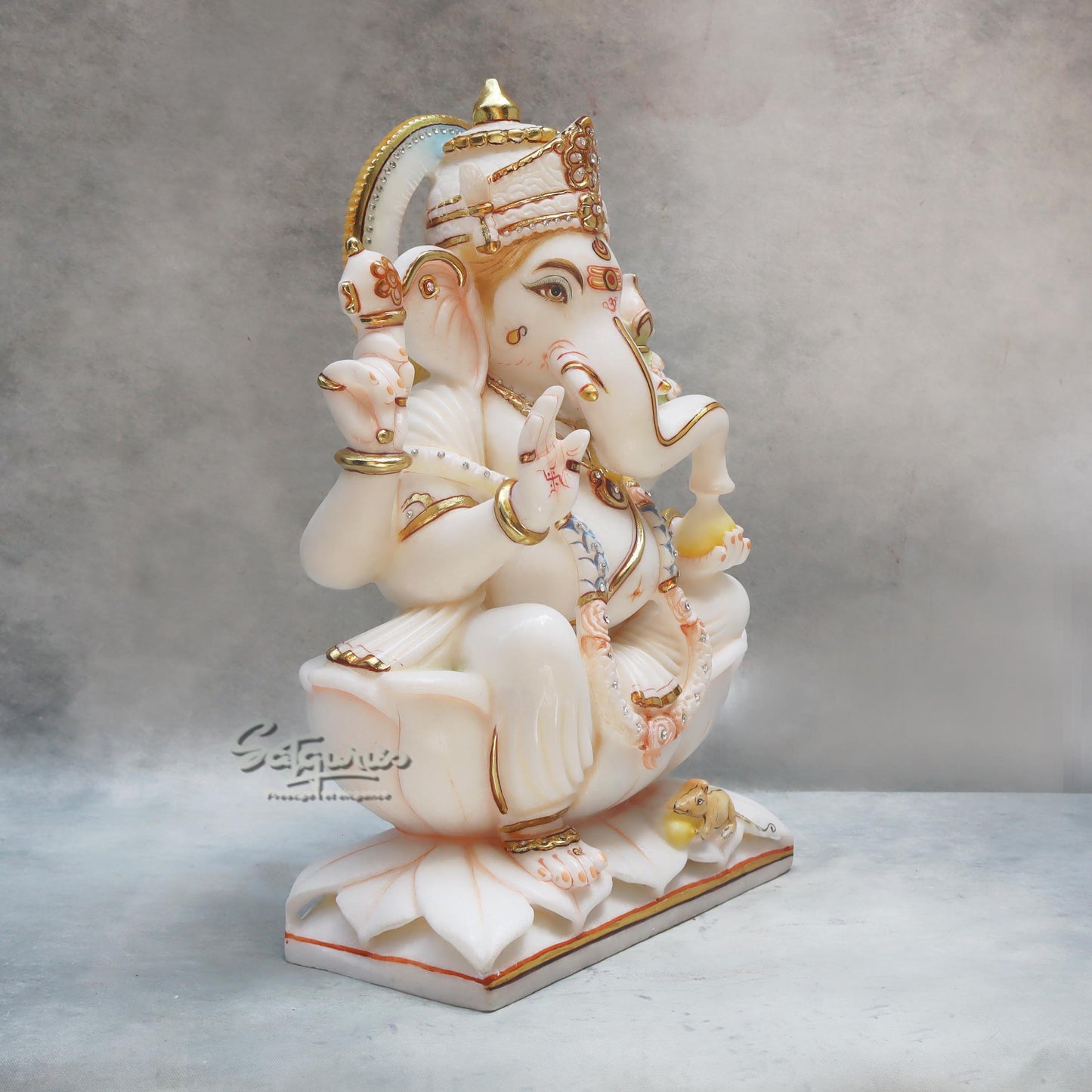 Lotus Ganesha With Garland by Satgurus