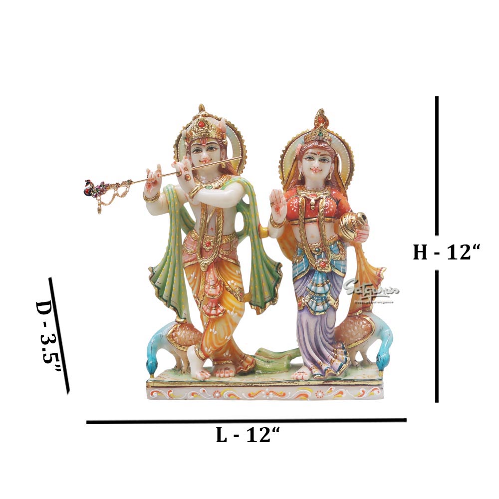 Radha Krishna With Two Peacocks On Base by Satgurus