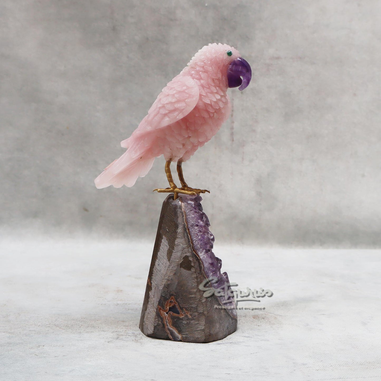 Semi Precious Stone Parrot On Base by Satgurus