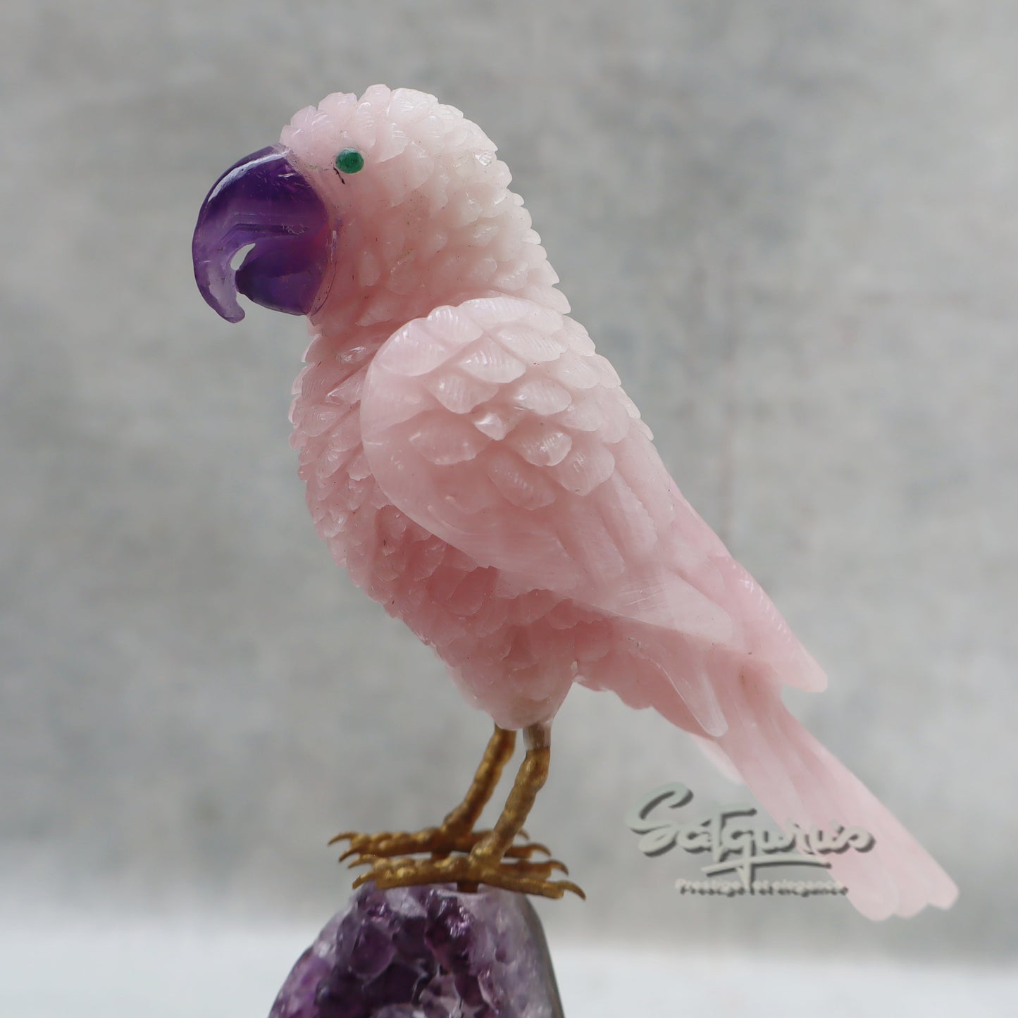 Semi Precious Stone Parrot On Base by Satgurus