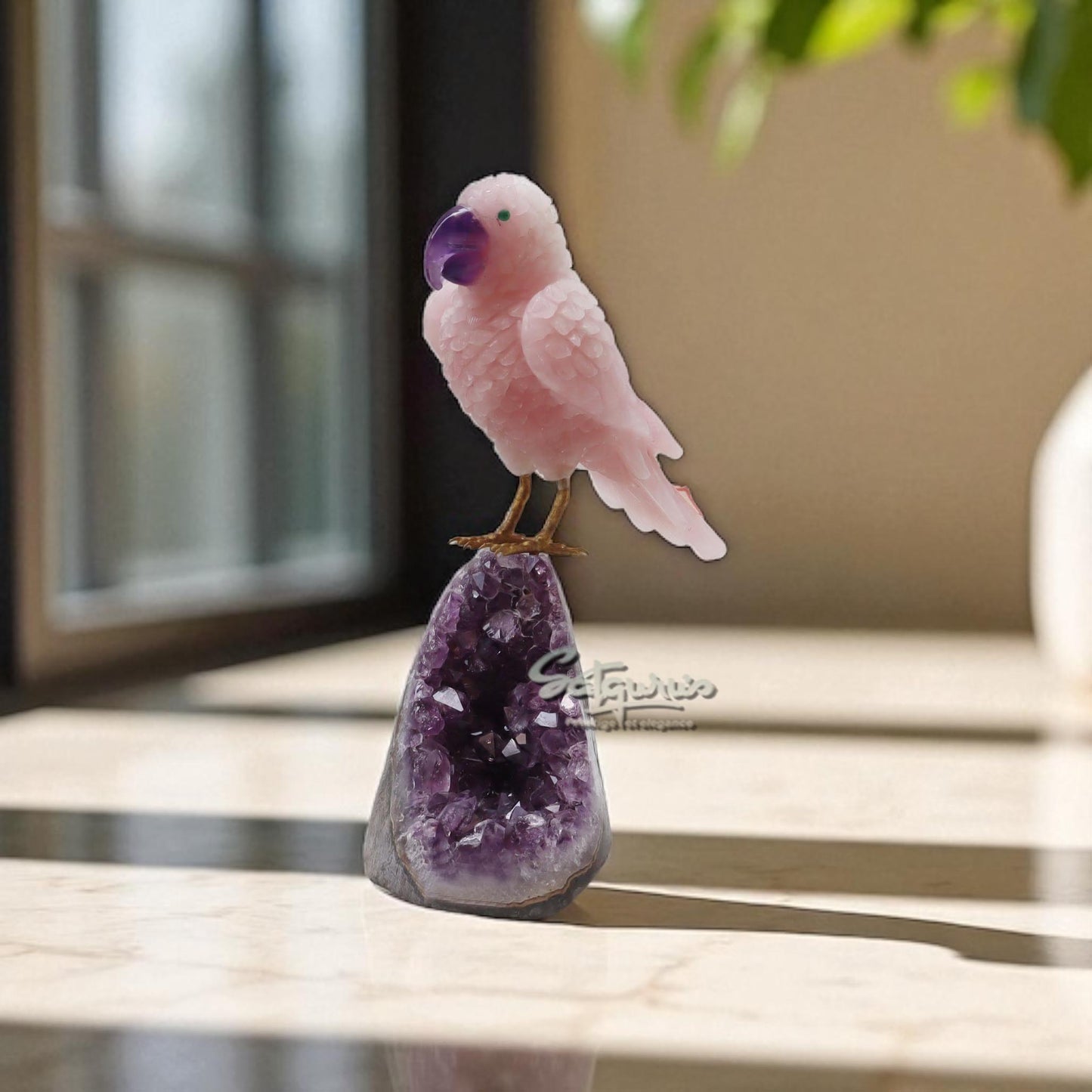Semi Precious Stone Parrot On Base by Satgurus
