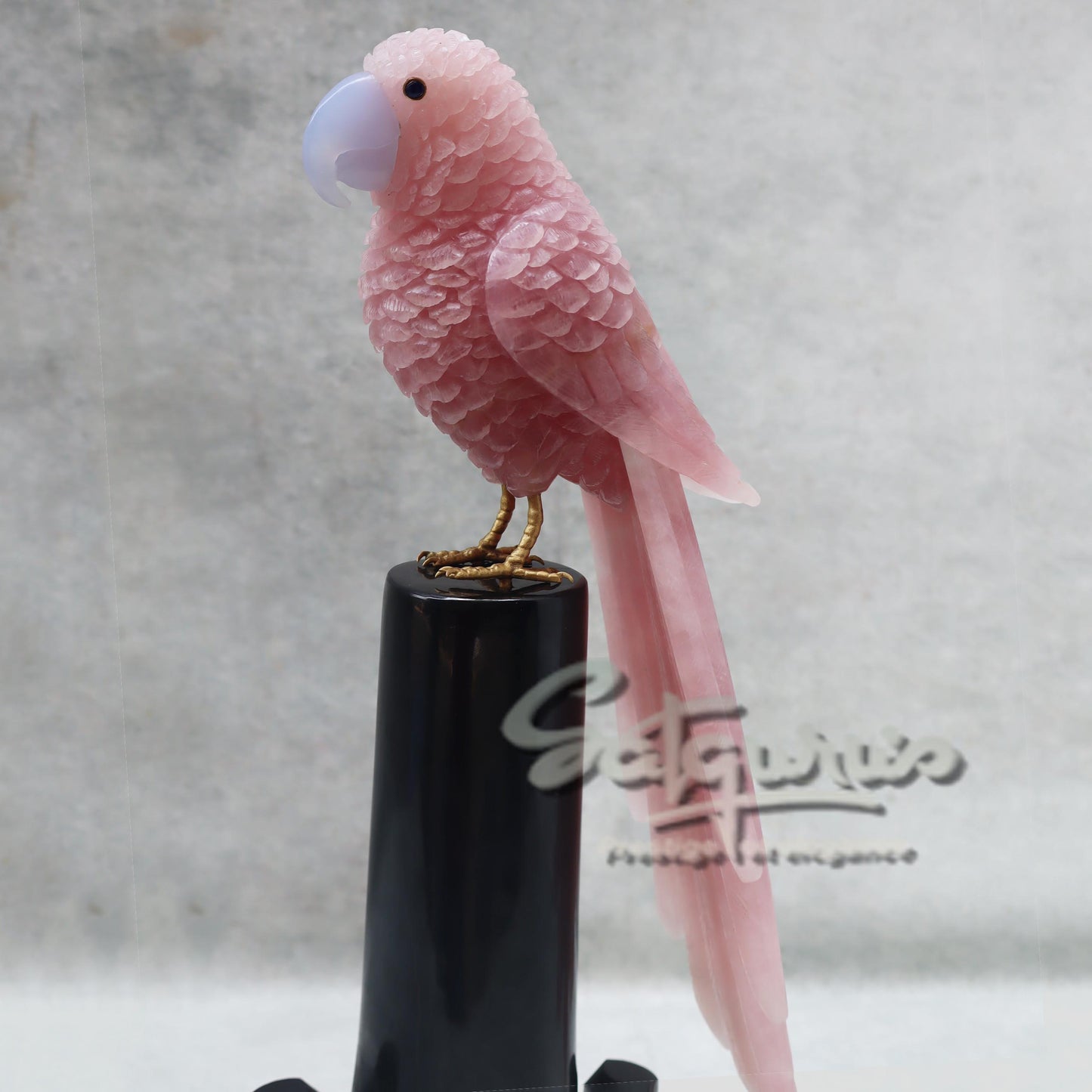 Semi Precious Stone Parrot On Stand by Satgurus