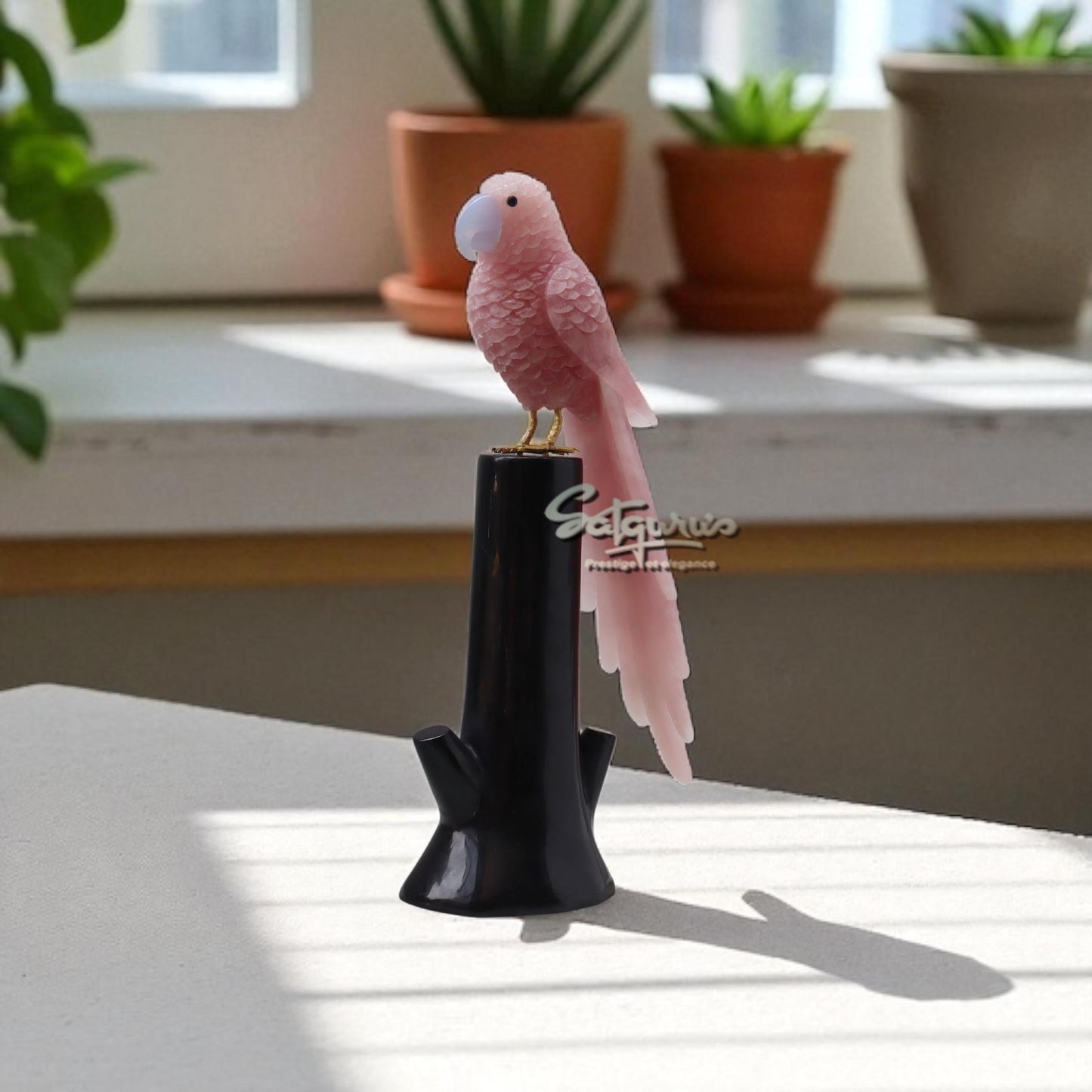 Semi Precious Stone Parrot On Stand by Satgurus