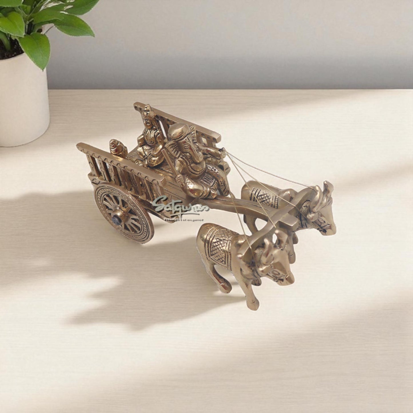 Ganesha Riddhi & Siddhi On Bull Cart by Satgurus