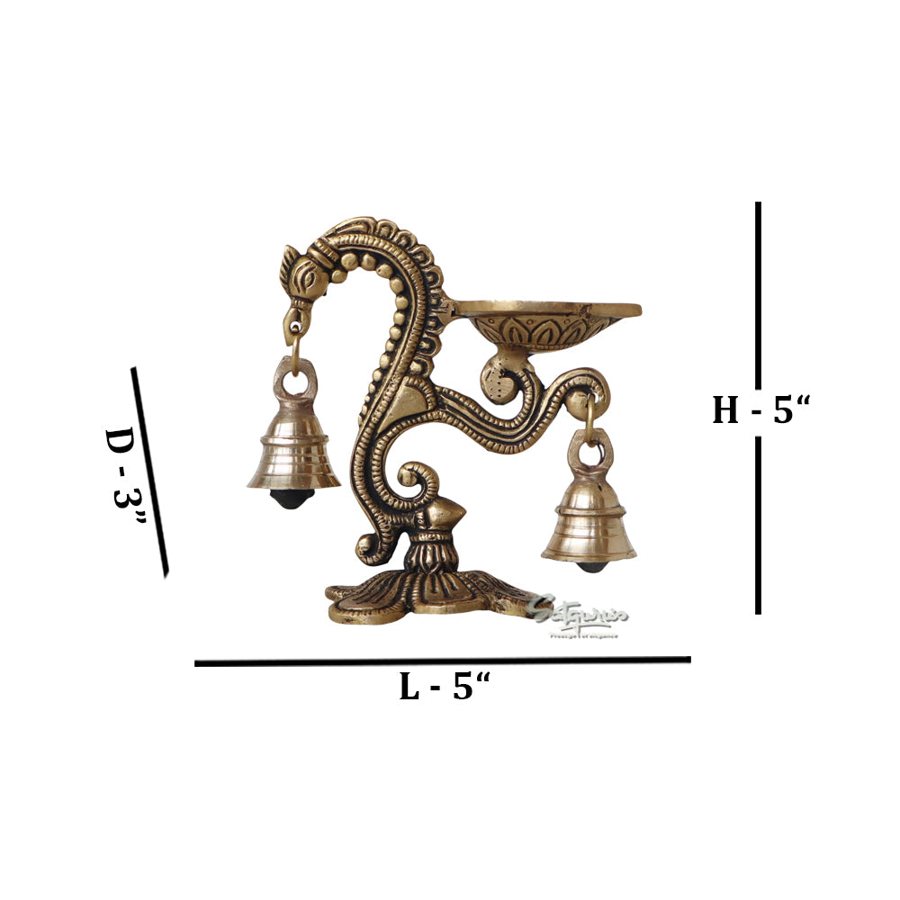 Brass Handle Diya With Bell by Satgurus