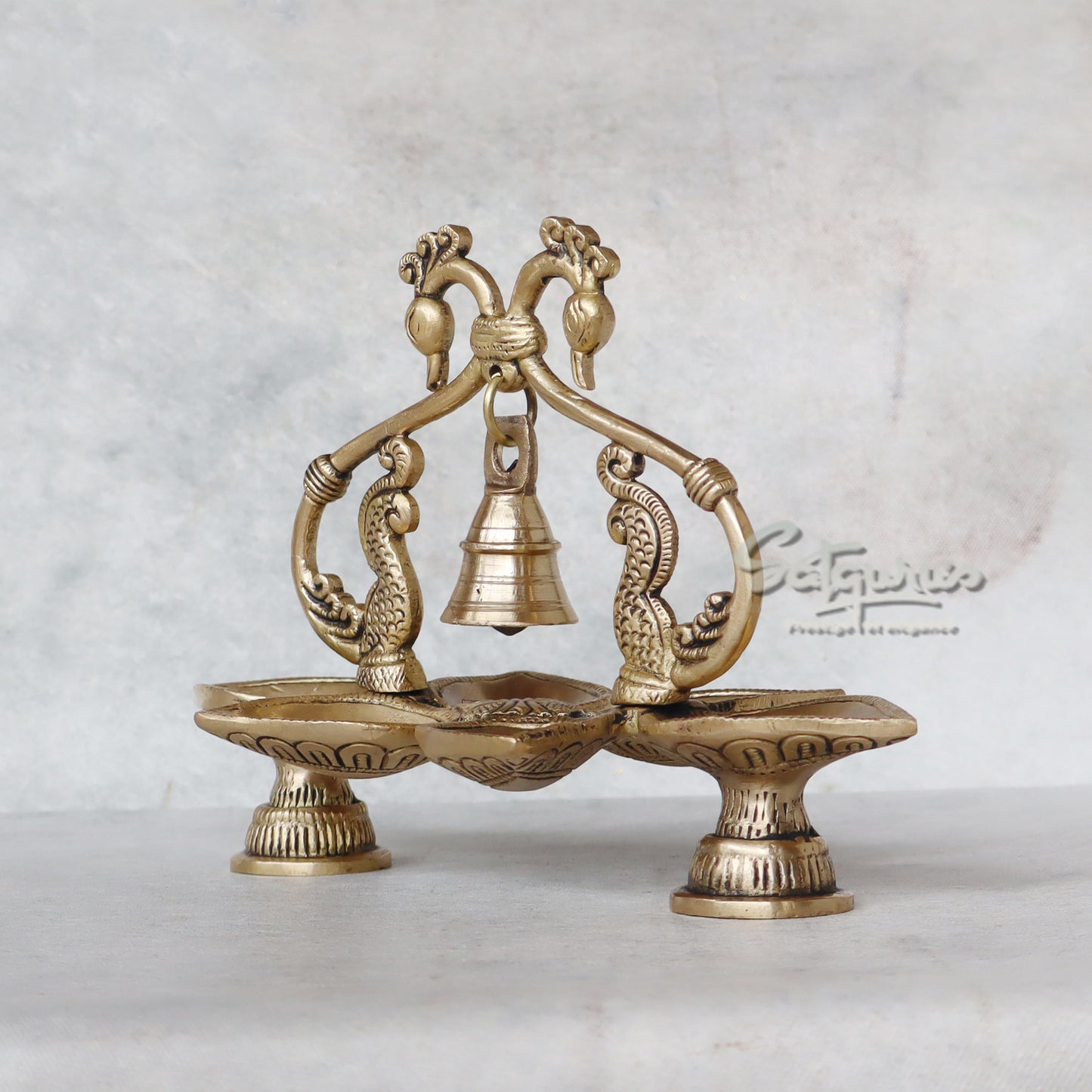 Brass Annam 6 Diya With Bell by Satgurus