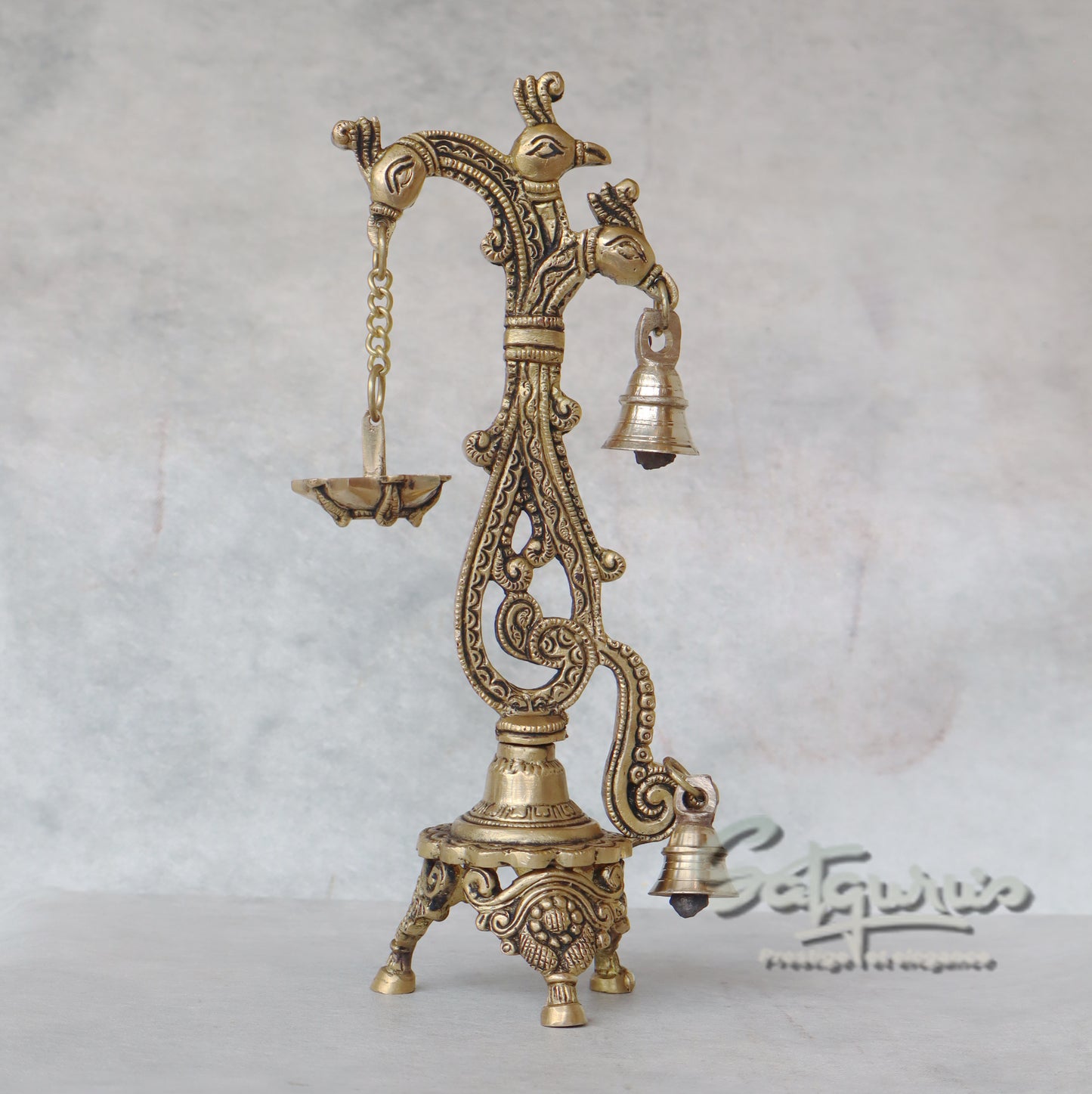 Brass Peacock Diya by Satgurus