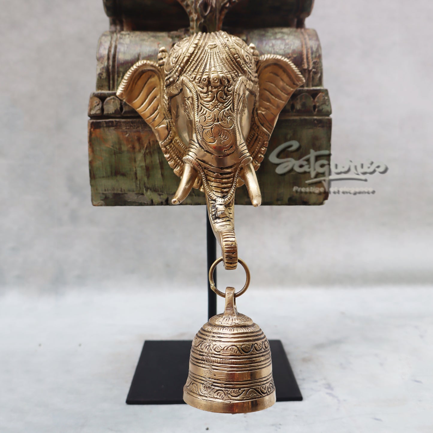 Elephant Mask On Stand / Green by Satgurus