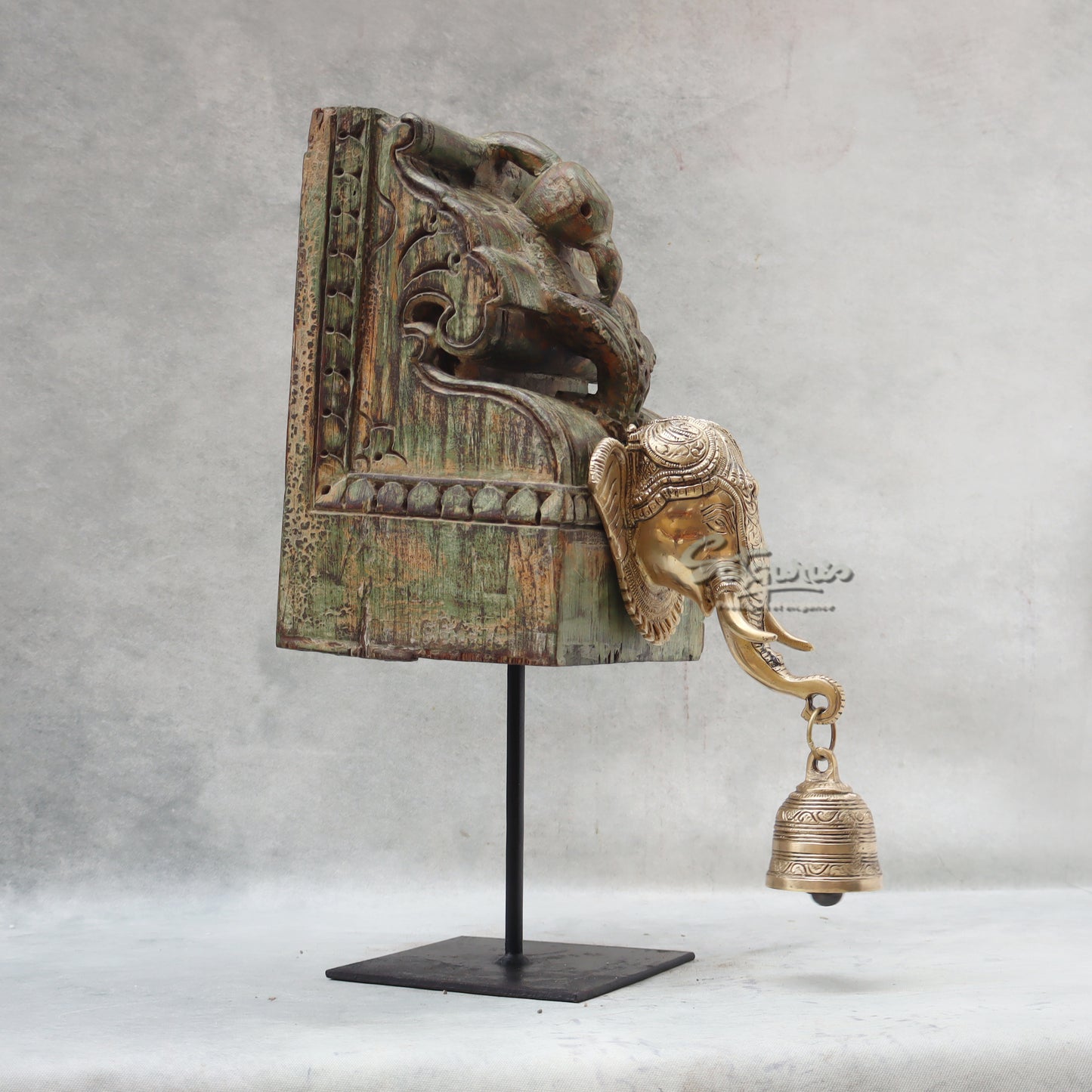 Elephant Mask On Stand / Green by Satgurus