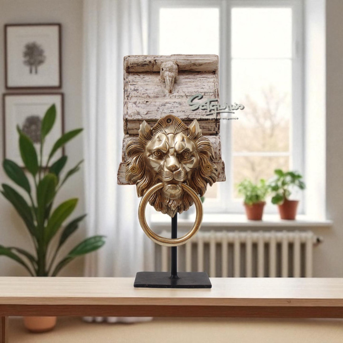 Door Knocker Lion On Stand / Brown by Satgurus