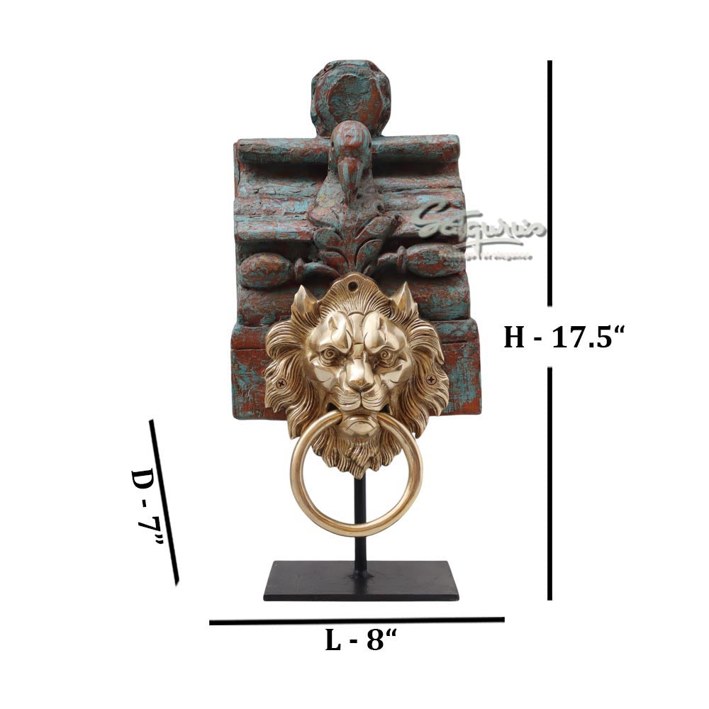 Door Knocker Lion On Stand / Green by Satgurus