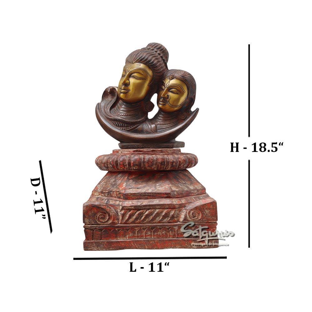 Shiv Parvati Bust On Stand by Satgurus