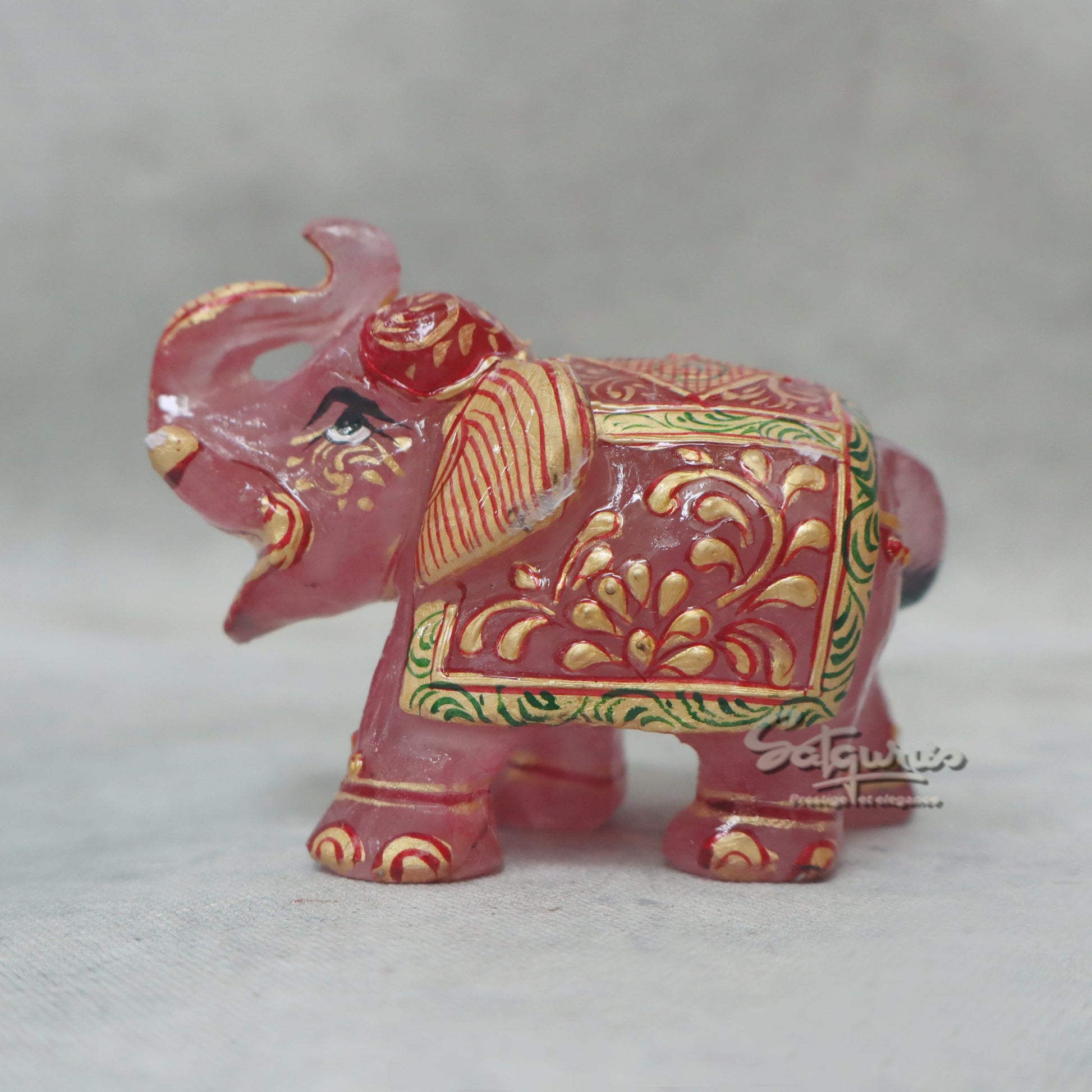 Rose Quartz Elephant by Satgurus