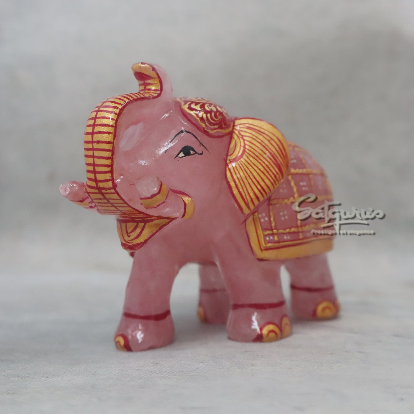 Rose Quartz Stone Elephant by Satgurus