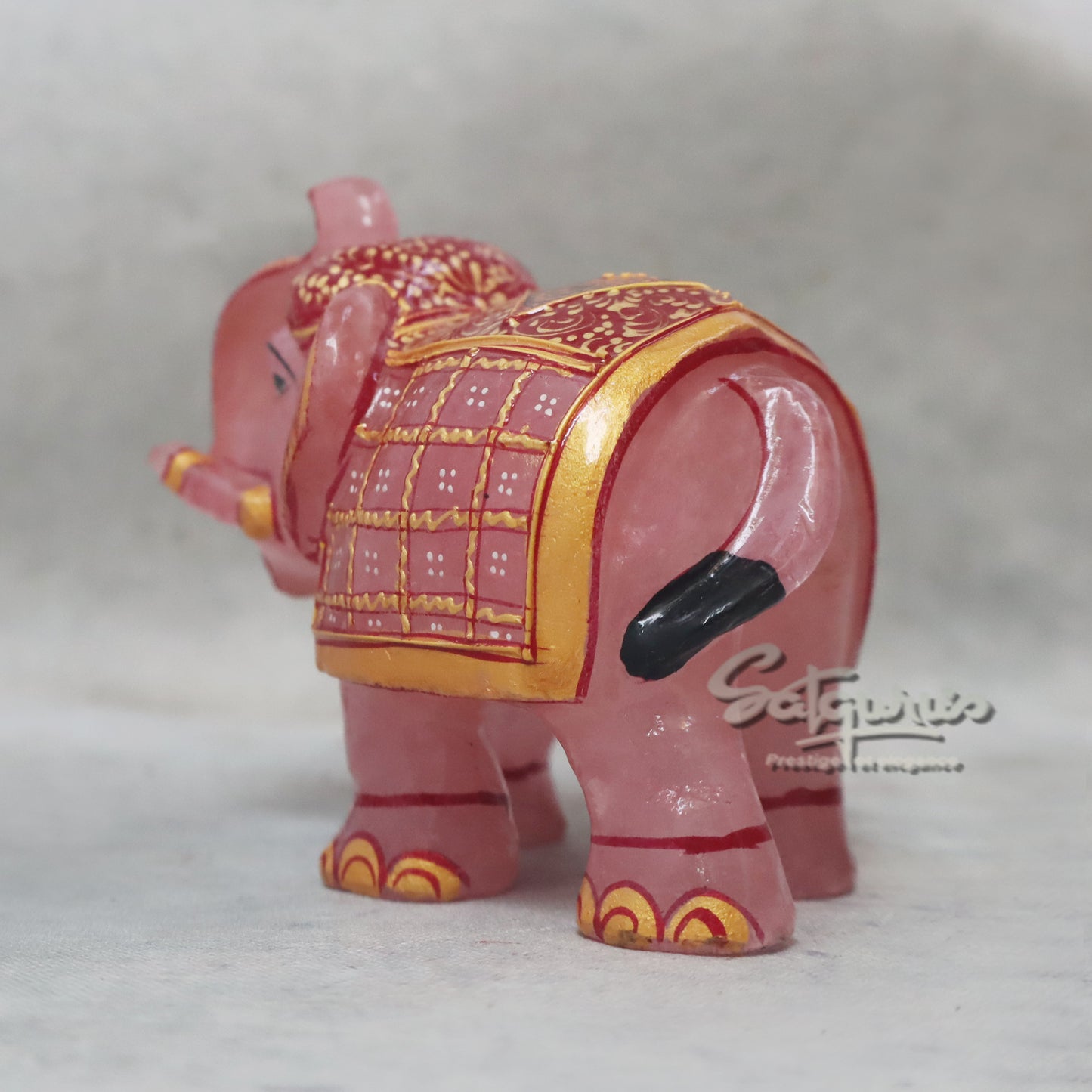 Rose Quartz Stone Elephant by Satgurus