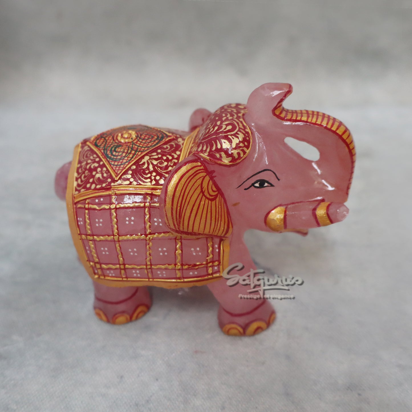 Rose Quartz Stone Elephant by Satgurus