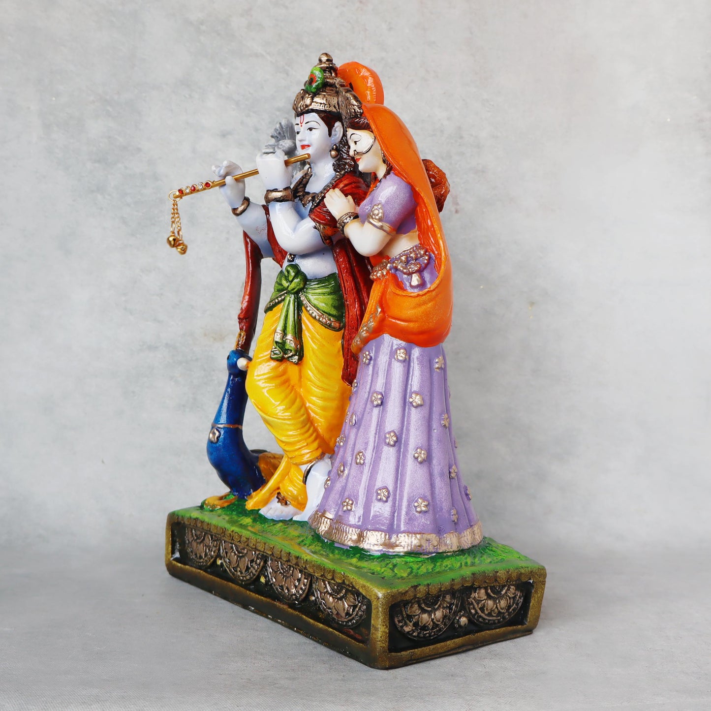 Radha Krishna Idol With Peacock / Small by Satgurus