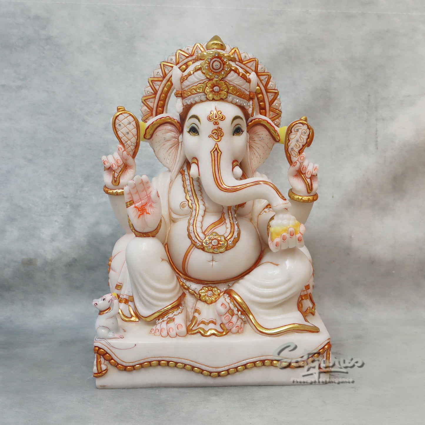Ganesha On Base / Hand Painted by Satgurus