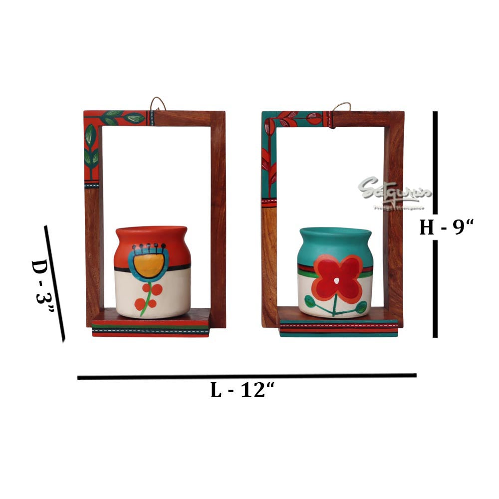 Set Of 2 Flora Wall Décor Frame With Pots by Satgurus